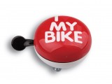 Звонок Green Cycle GCB-1058S I love my bike, диаметр 80mm, красный